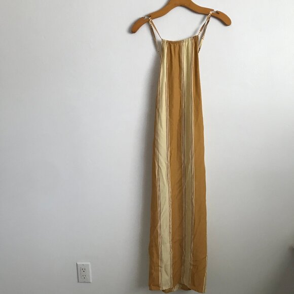 Faithfull The Brand Tuscany Dress Yellow Stripe Midi Womens 2 - Picture 2 of 11